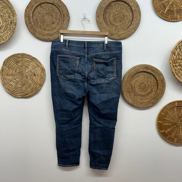 Silver Jeans Co Cropped Distressed Avery Skinny Crop Denim Jean Plus Size 18 - Picture 2 of 6